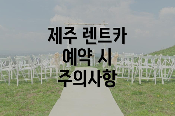 제주 렌트카 예약 시 주의사항