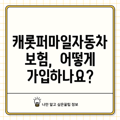 캐롯퍼마일자동차보험,  어떻게 가입하나요?