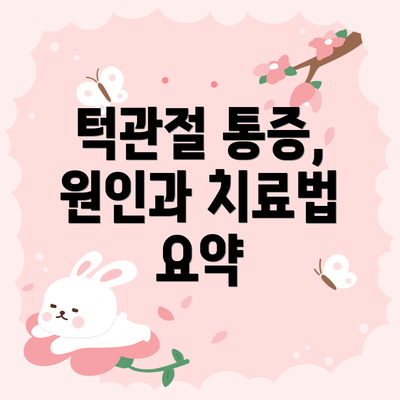 턱관절 통증, 원인과 치료법 요약