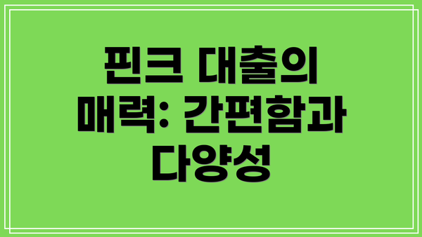 핀크 대출의 매력: 간편함과 다양성