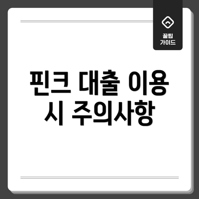 핀크 대출 이용 시 주의사항