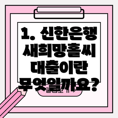 1. 신한은행 새희망홀씨 대출이란 무엇일까요?