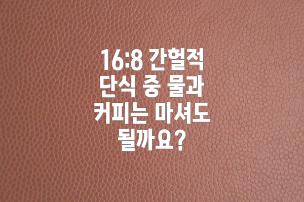 16:8 간헐적 단식 중 물과 커피는 마셔도 될까요?