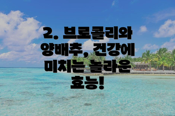 2. 브로콜리와 양배추, 건강에 미치는 놀라운 효능!
