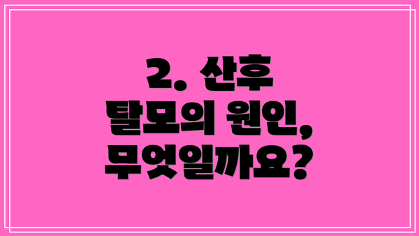 2. 산후 탈모의 원인, 무엇일까요?