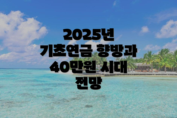 2025년 기초연금 향방과 40만원 시대 전망