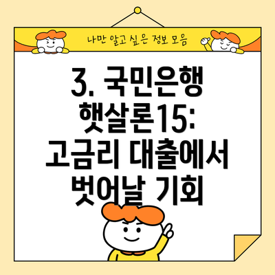3. 국민은행 햇살론15: 고금리 대출에서 벗어날 기회