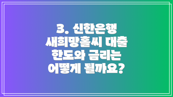 3. 신한은행 새희망홀씨 대출 한도와 금리는 어떻게 될까요?