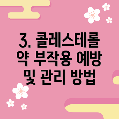 3. 콜레스테롤 약 부작용 예방 및 관리 방법
