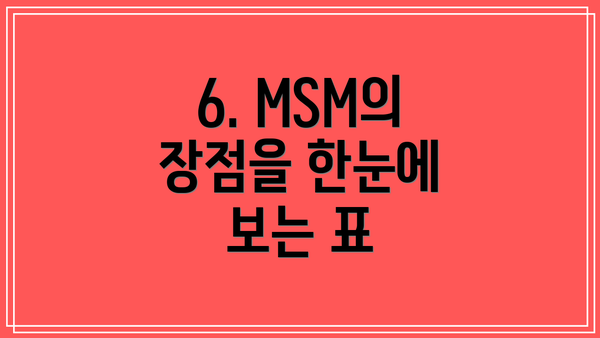 6. MSM의 장점을 한눈에 보는 표
