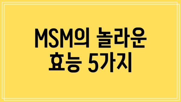 MSM의 놀라운 효능 5가지