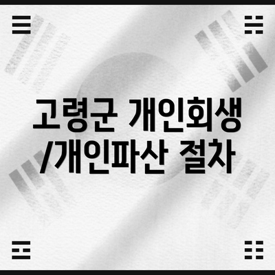 고령군 개인회생/개인파산 절차