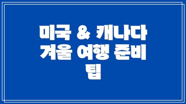 미국 & 캐나다 겨울 여행 준비 팁