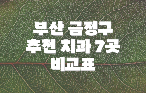 부산 금정구 추천 치과 7곳 비교표