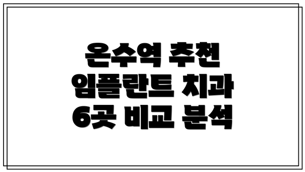 온수역 추천 임플란트 치과 6곳 비교 분석
