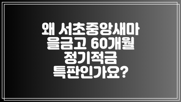왜 서초중앙새마을금고 60개월 정기적금 특판인가요?
