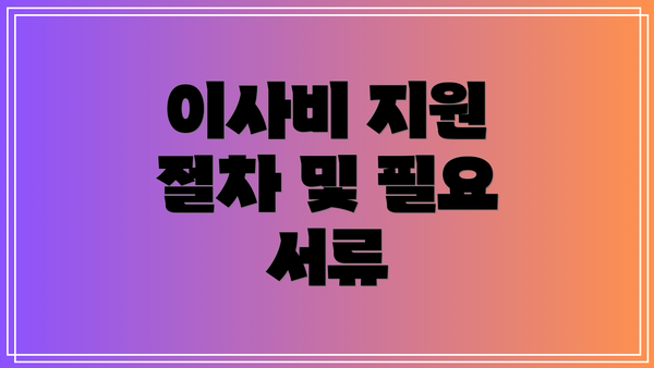 이사비 지원 절차 및 필요 서류