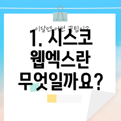 1. 시스코 웹엑스란 무엇일까요?