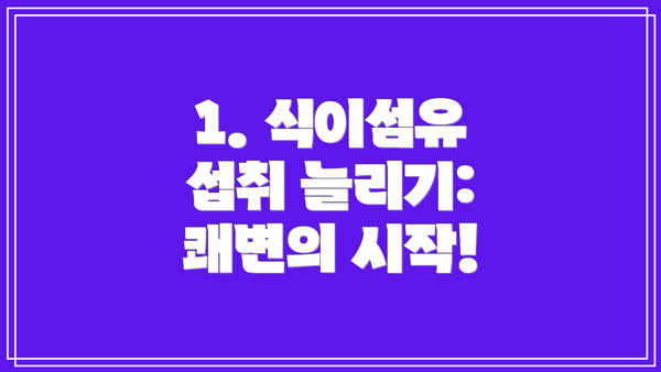 1. 식이섬유 섭취 늘리기: 쾌변의 시작!