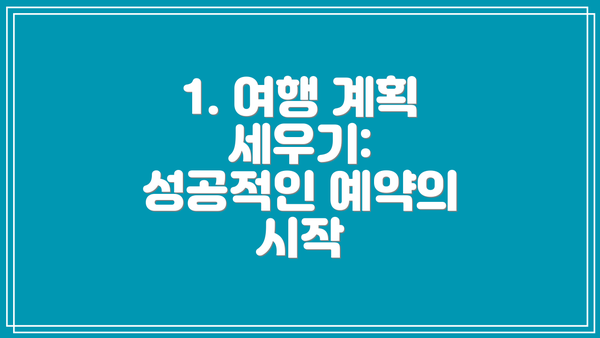 1. 여행 계획 세우기: 성공적인 예약의 시작
