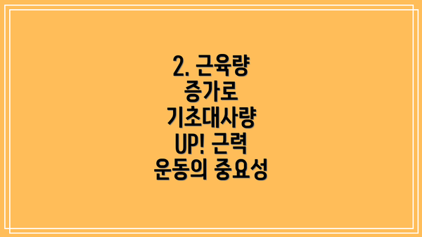 2. 근육량 증가로 기초대사량 UP! 근력 운동의 중요성