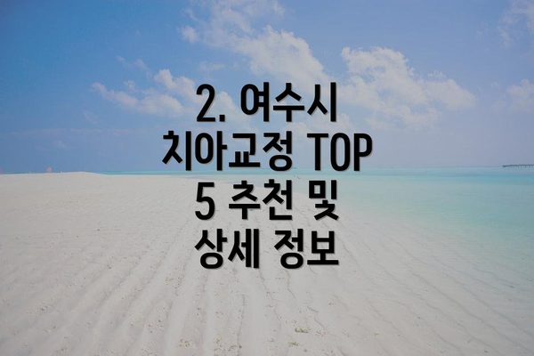 2. 여수시 치아교정 TOP 5 추천 및 상세 정보