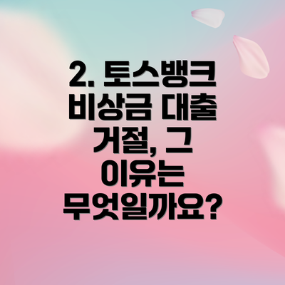 2. 토스뱅크 비상금 대출 거절, 그 이유는 무엇일까요?
