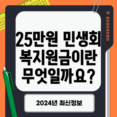 25만원 민생회복지원금이란 무엇일까요?