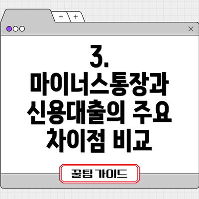 3. 마이너스통장과 신용대출의 주요 차이점 비교
