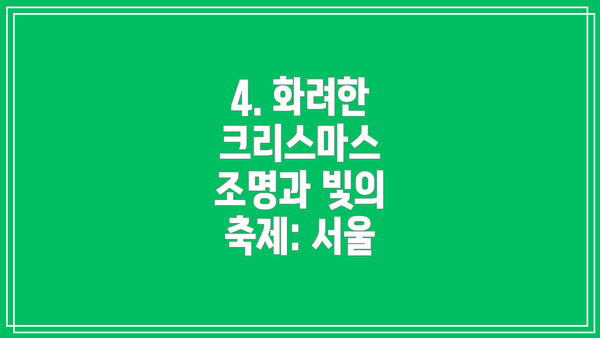 4. 화려한 크리스마스 조명과 빛의 축제: 서울