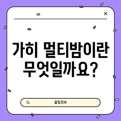 가히 멀티밤이란 무엇일까요?