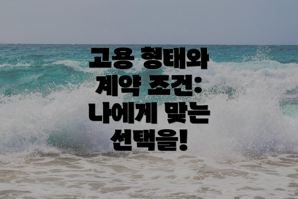 고용 형태와 계약 조건:  나에게 맞는 선택을!