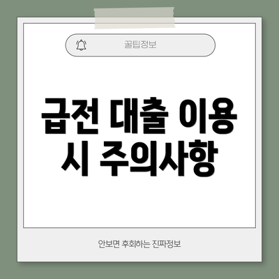 급전 대출 이용 시 주의사항