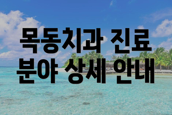 목동치과 진료 분야 상세 안내