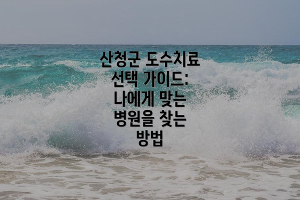 산청군 도수치료 선택 가이드:  나에게 맞는 병원을 찾는 방법