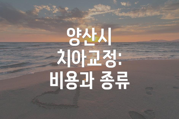 양산시 치아교정:  비용과 종류