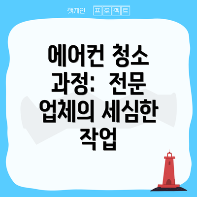 에어컨 청소 과정:  전문 업체의 세심한 작업