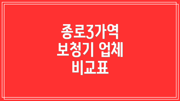 종로3가역 보청기 업체 비교표