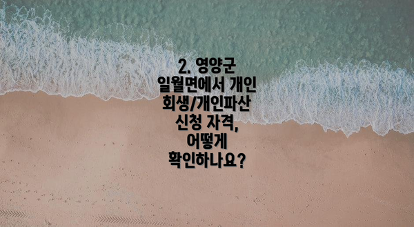 2. 영양군 일월면에서 개인회생/개인파산 신청 자격, 어떻게 확인하나요?
