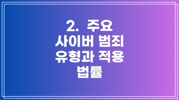 2.  주요 사이버 범죄 유형과 적용 법률