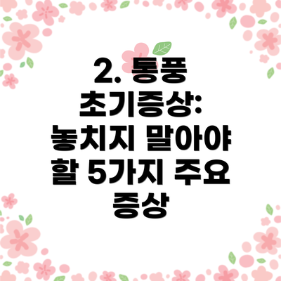2. 통풍 초기증상: 놓치지 말아야 할 5가지 주요 증상