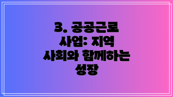 3. 공공근로 사업: 지역 사회와 함께하는 성장