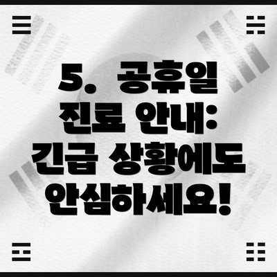5.  공휴일 진료 안내: 긴급 상황에도 안심하세요!