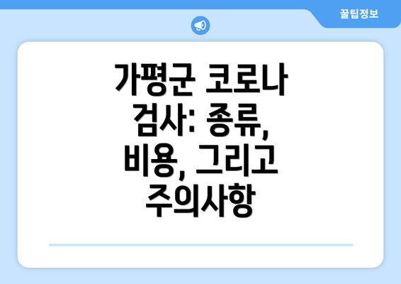 가평군 코로나 검사: 종류, 비용, 그리고 주의사항