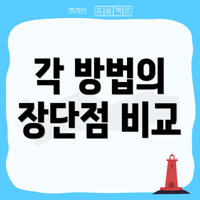 각 방법의 장단점 비교