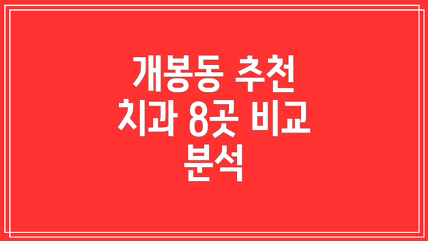 개봉동 추천 치과 8곳 비교 분석