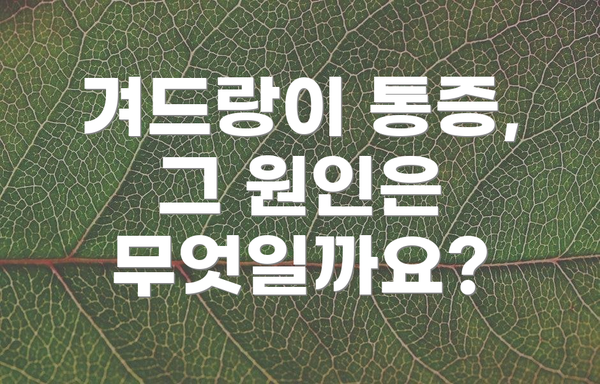 겨드랑이 통증, 그 원인은 무엇일까요?