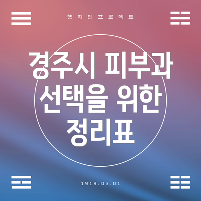 경주시 피부과 선택을 위한 정리표