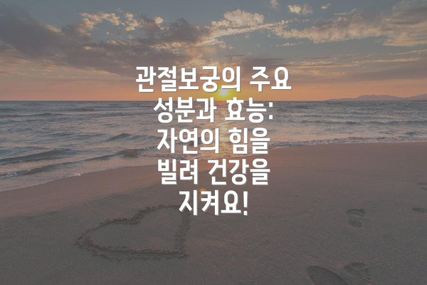 관절보궁의 주요 성분과 효능: 자연의 힘을 빌려 건강을 지켜요!
