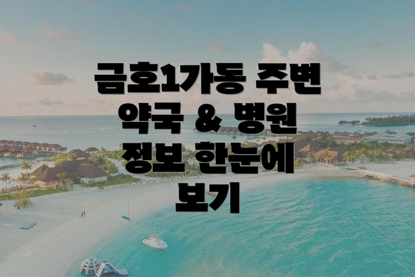 금호1가동 주변 약국 & 병원 정보 한눈에 보기